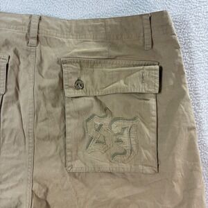 Y2K Sean John Cargo Shorts Mens 32x11 Tan Baggy Drawstring Hip Hop Embroidered